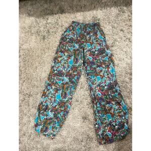 Women's Mid-Rise Wide Leg Beach Pants -Wild Fable Paisley Size xxs. Floral Pant